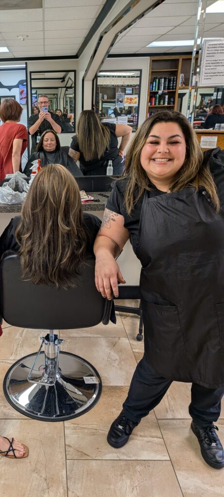 PaLicia aka Alicia R and Paul R hair stylists in Clute, Texas with our lead Instructor.